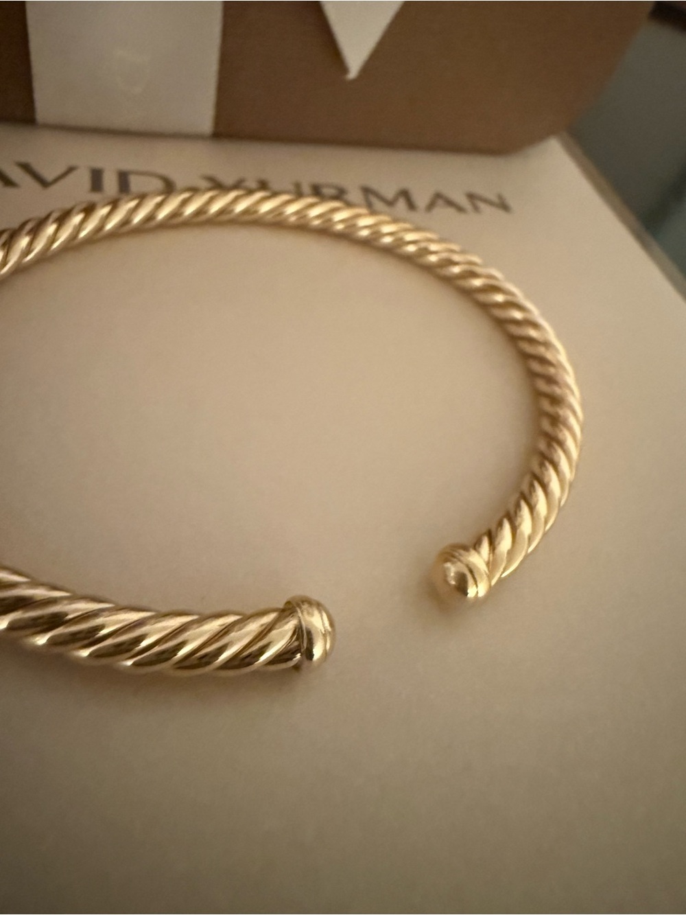 GORGEOUS David Yurman 18k Yellow Gold Cable Open Cuff Bracelet! - 4mm - Picture 4 of 10